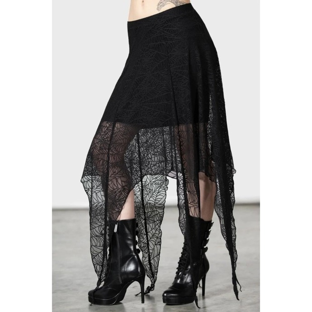 Killstar Caroline skirt hanky hem spiderweb pattern witchy goth alternative